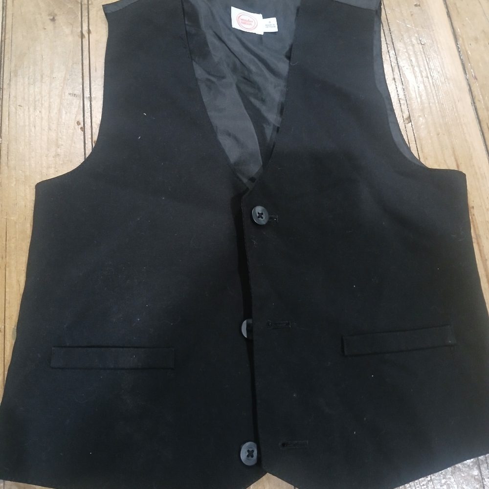 Classic Black Button-Up Vest Wonder Nation Kids Size 6